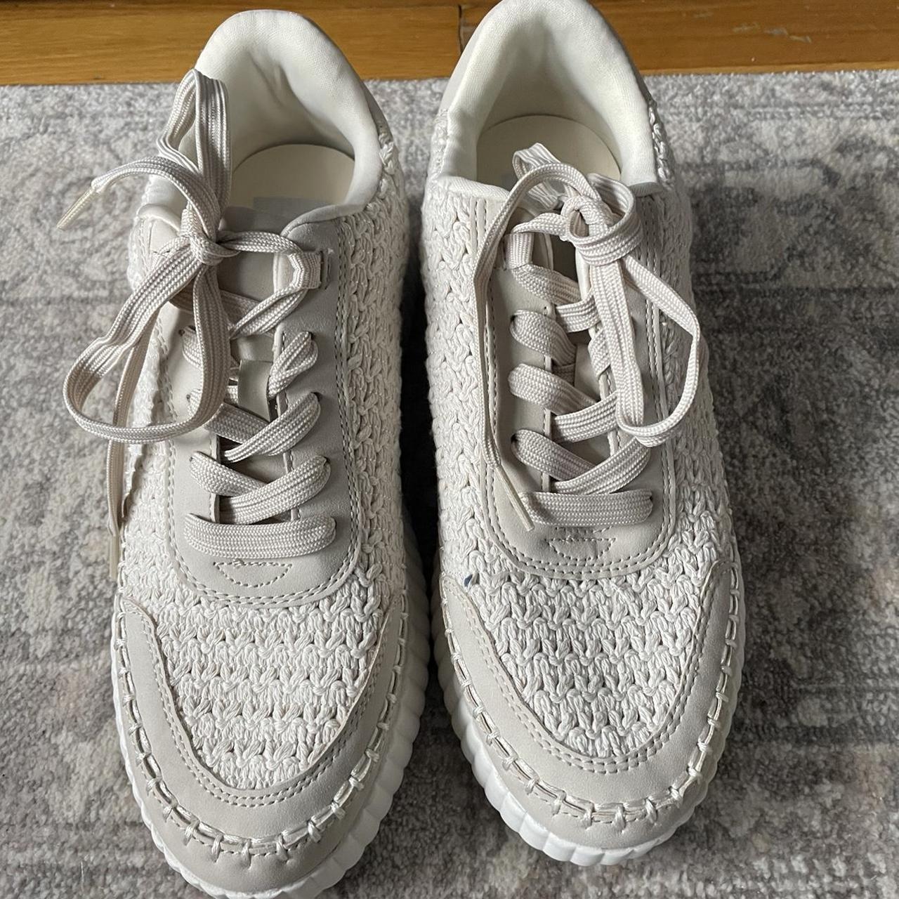 dolce vita cream knit sneakers so gorg and perfect... - Depop