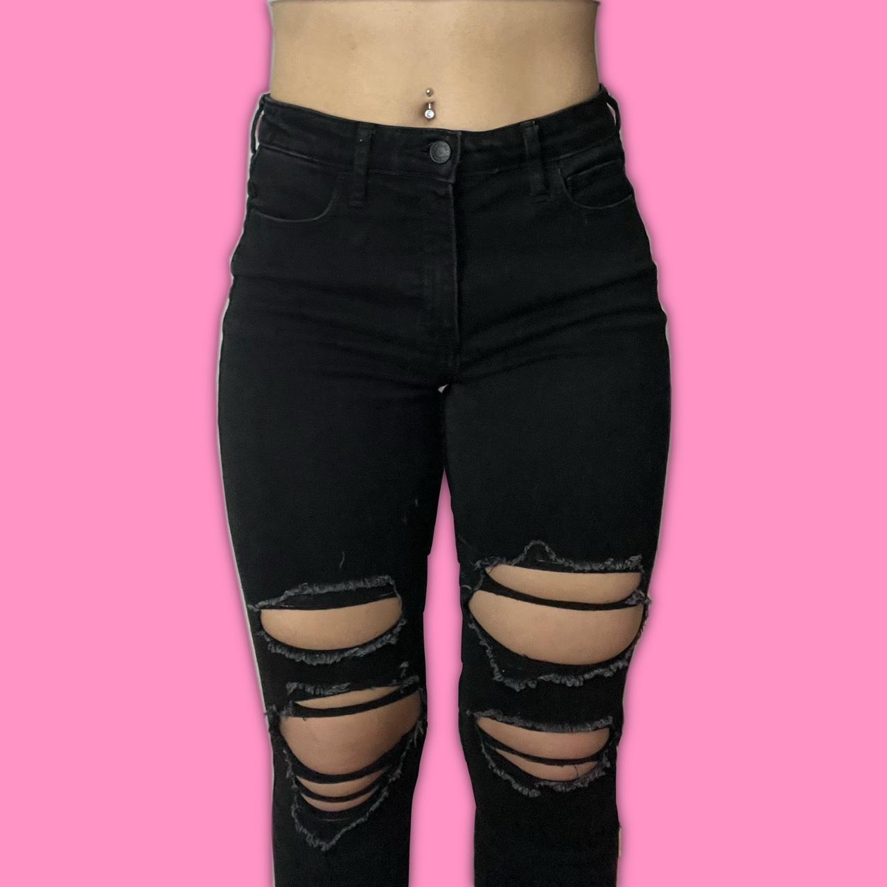 Hollister High-Rise Super Skinny Jeans, Black Ripped