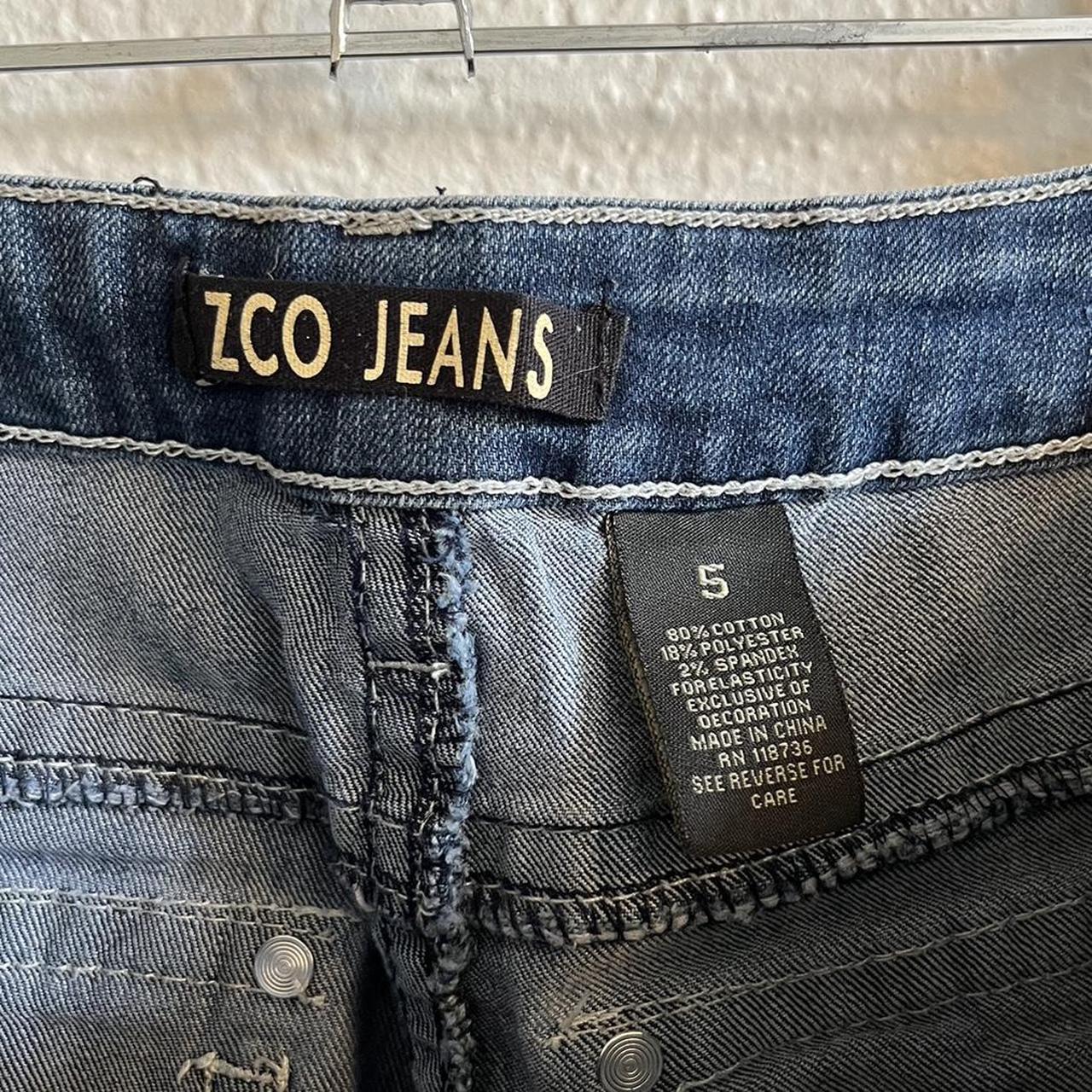 y2k zco jeans rhinestone wing pockets denim micro... - Depop