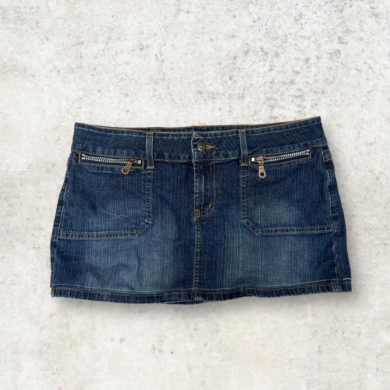 mini denim skirt size: 13 so cute such a staple... - Depop