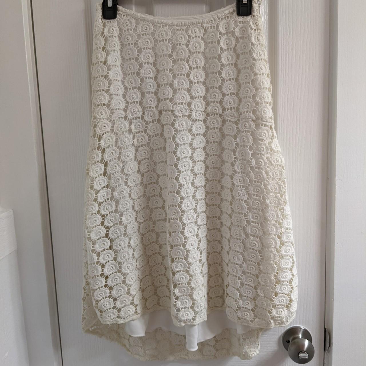 ️~ White House Black Market white/cream crochet... - Depop