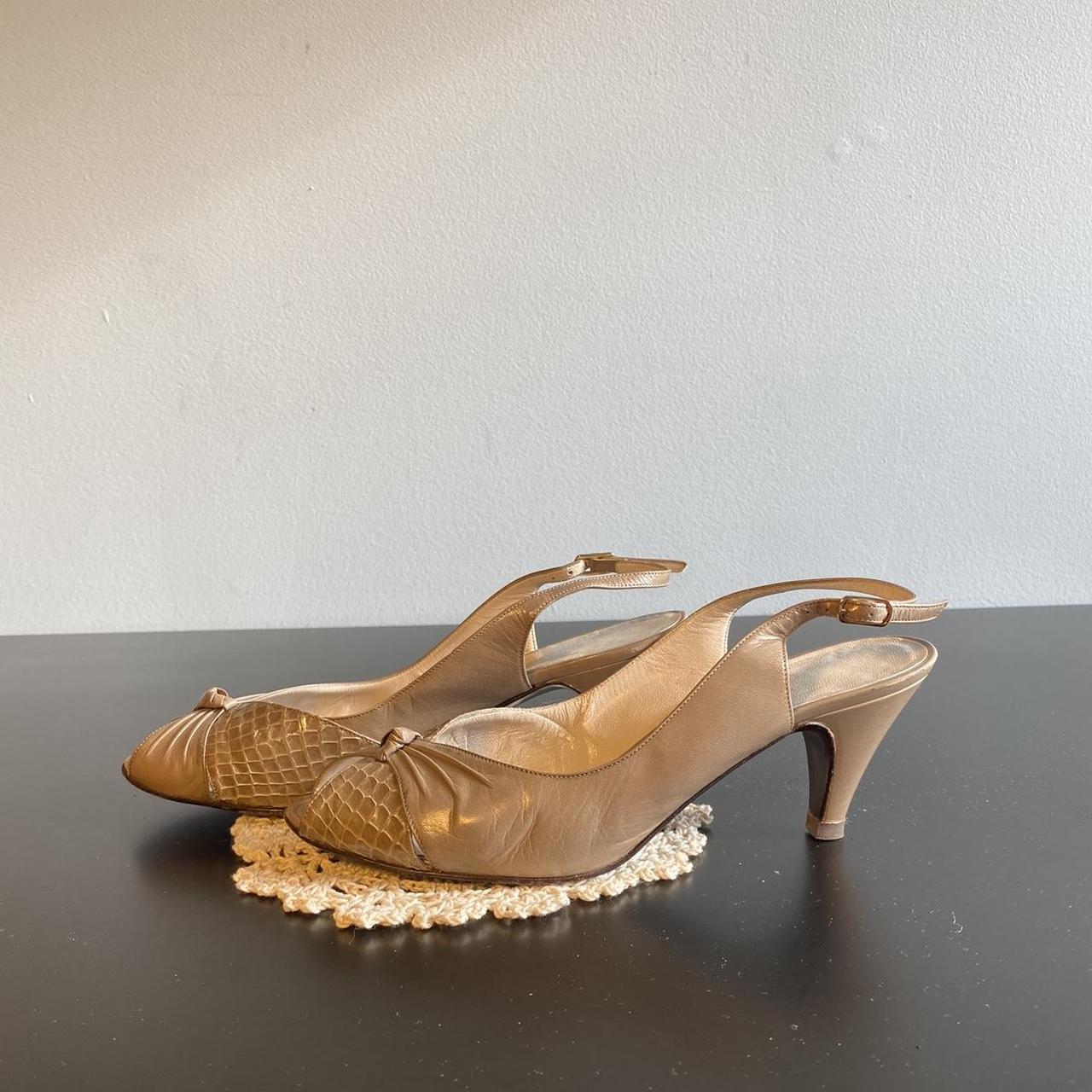 Vintage Bruno Magli tan leather heels Size Depop