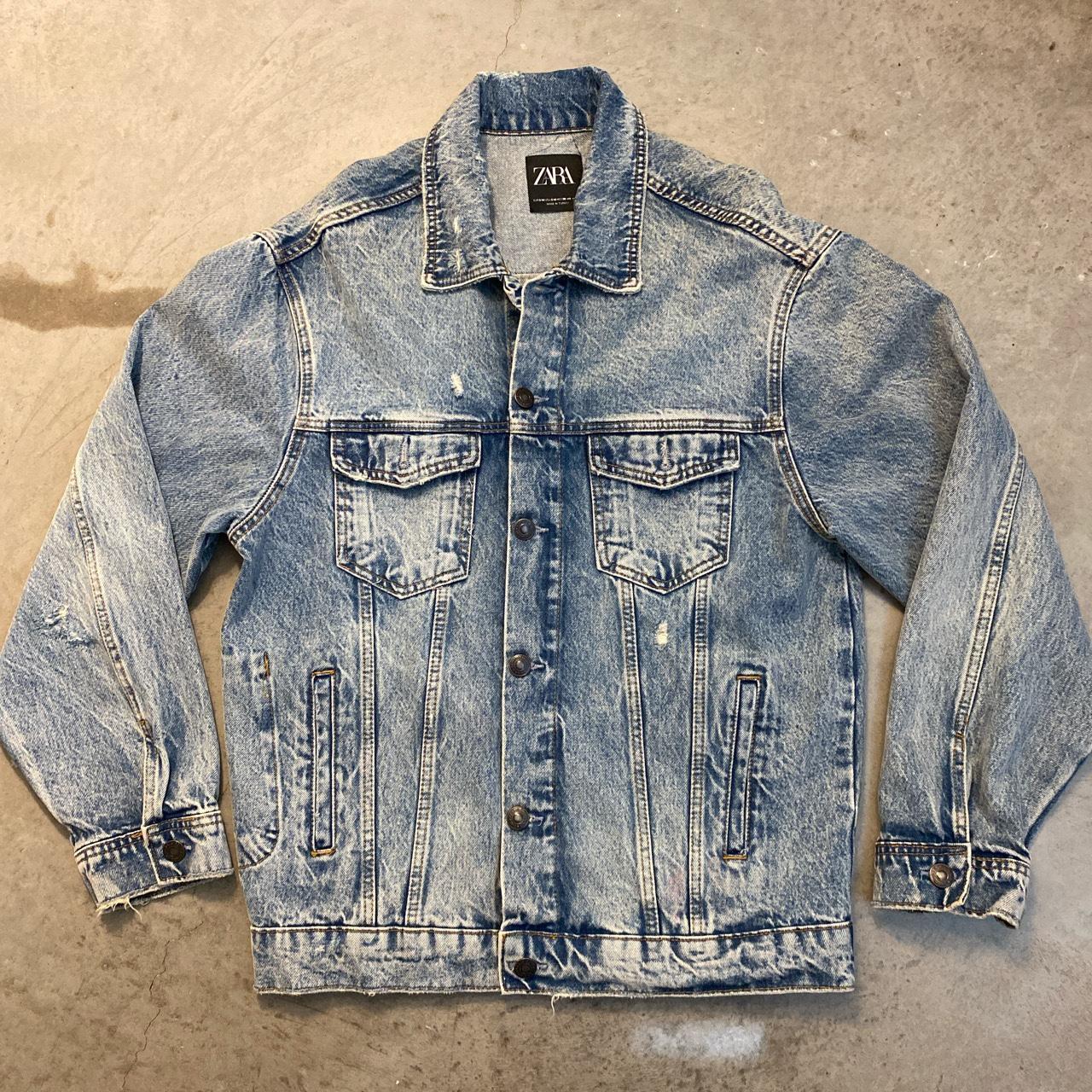 Zara oversized vintage denim jacket, lightly worn,... - Depop