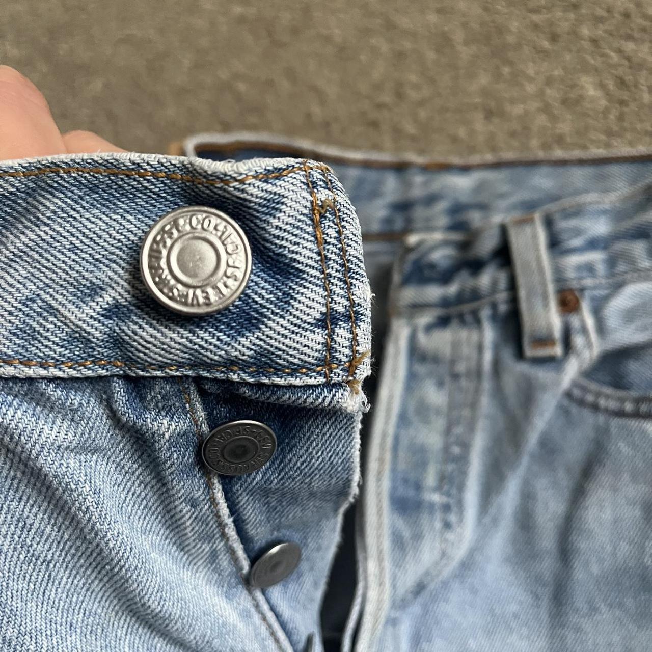 Light blue Levi Denim Shorts High waisted Hemmed to... - Depop