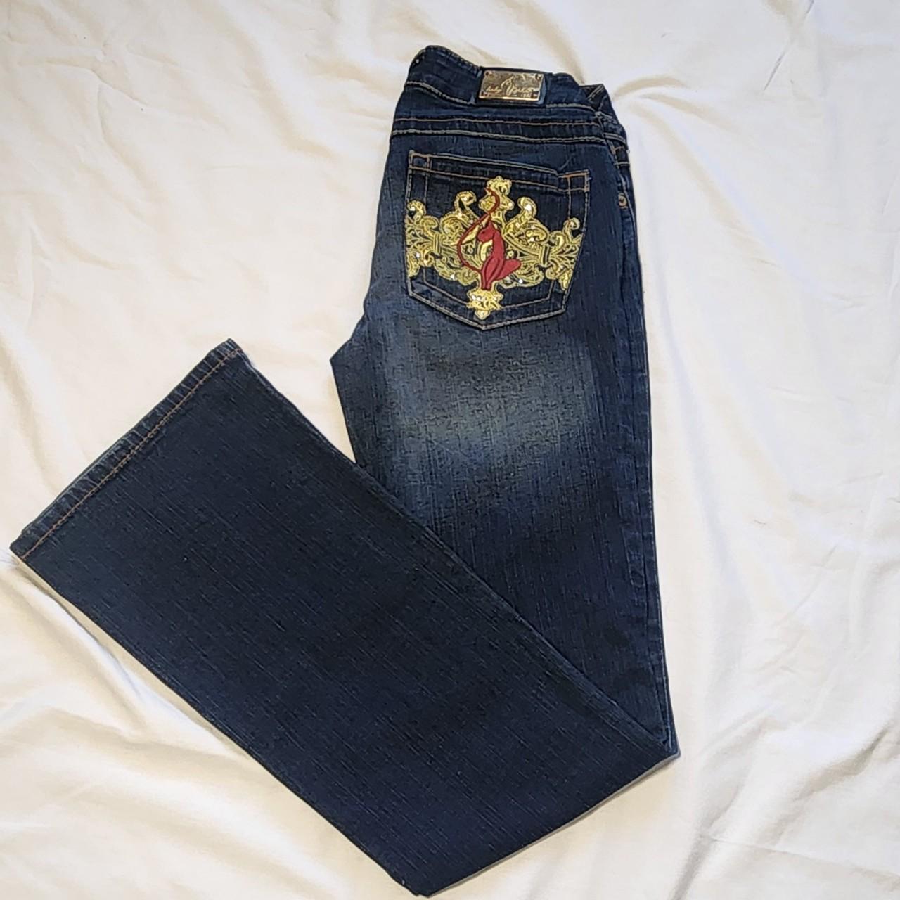 Woman's baby phat low rise denim jeans size 5 waist... - Depop