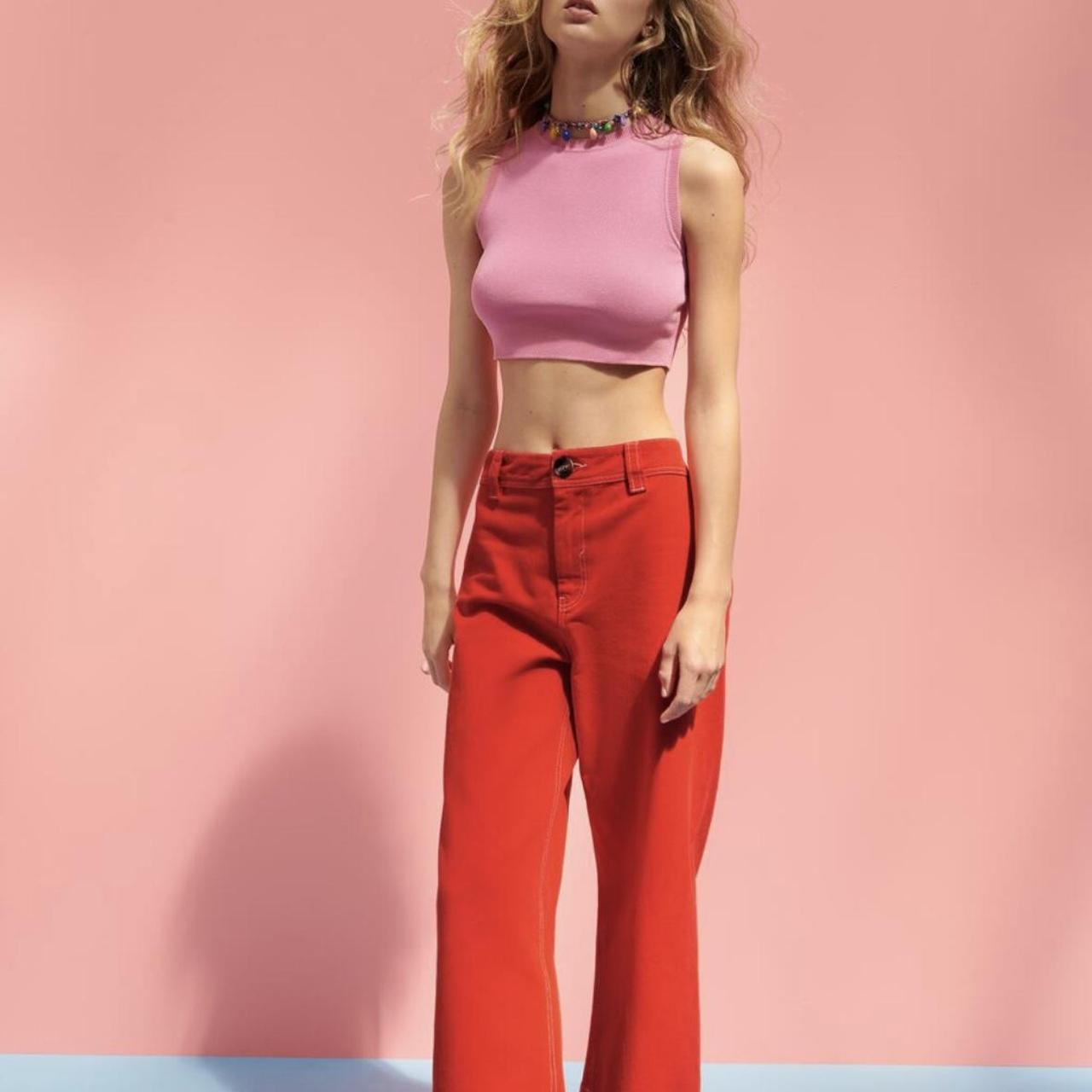 Pink zara cropped tank top Brand new no tags... Depop