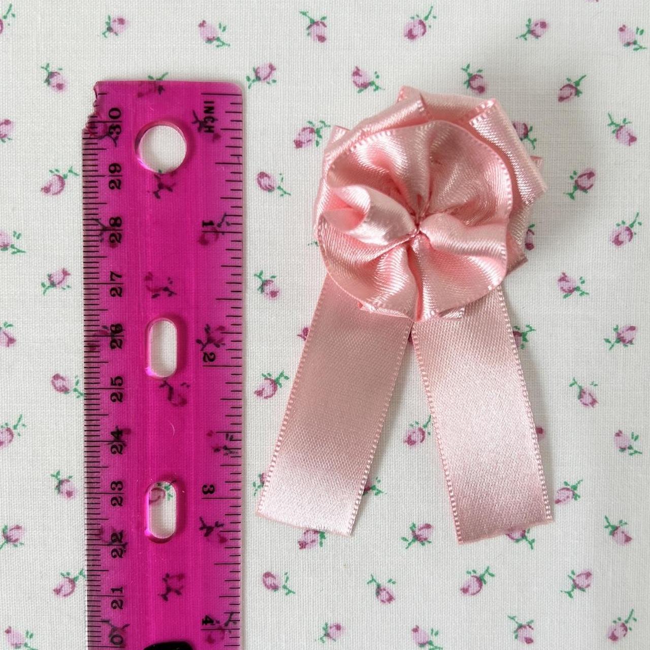Hand sewn baby pink satin prize ribbon rosette with... | Depop