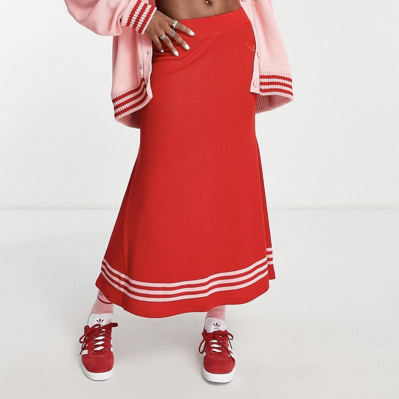 Adidas Originals Women's Red and Pink Skirt | Depop