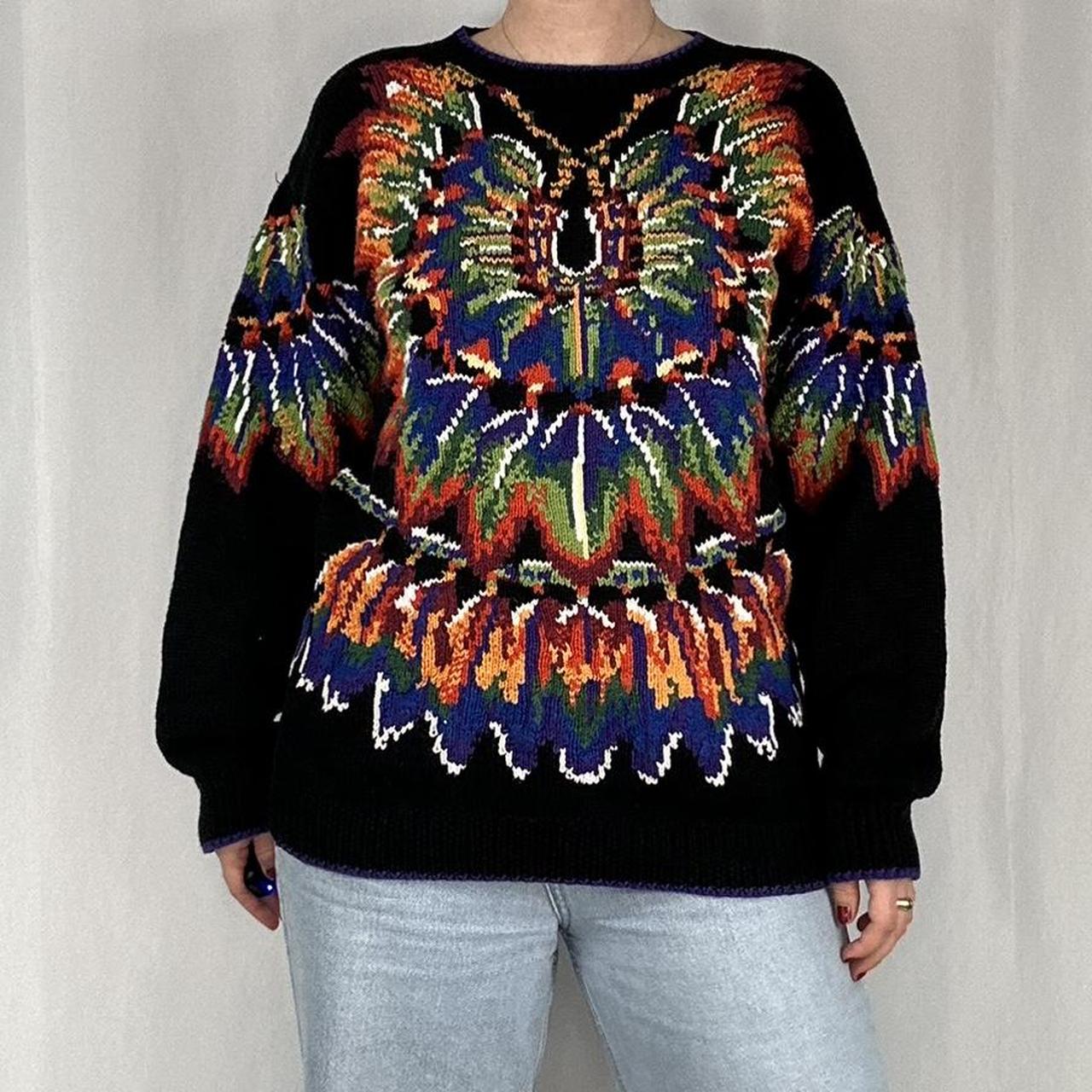 Vintage 80's kansai yamamoto tribal black sweater | Depop