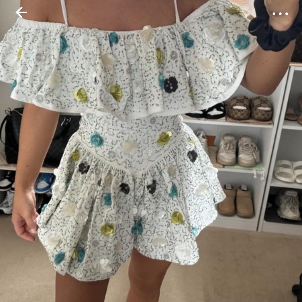 ASOS Luxe embellished playsuit size Ruffle/