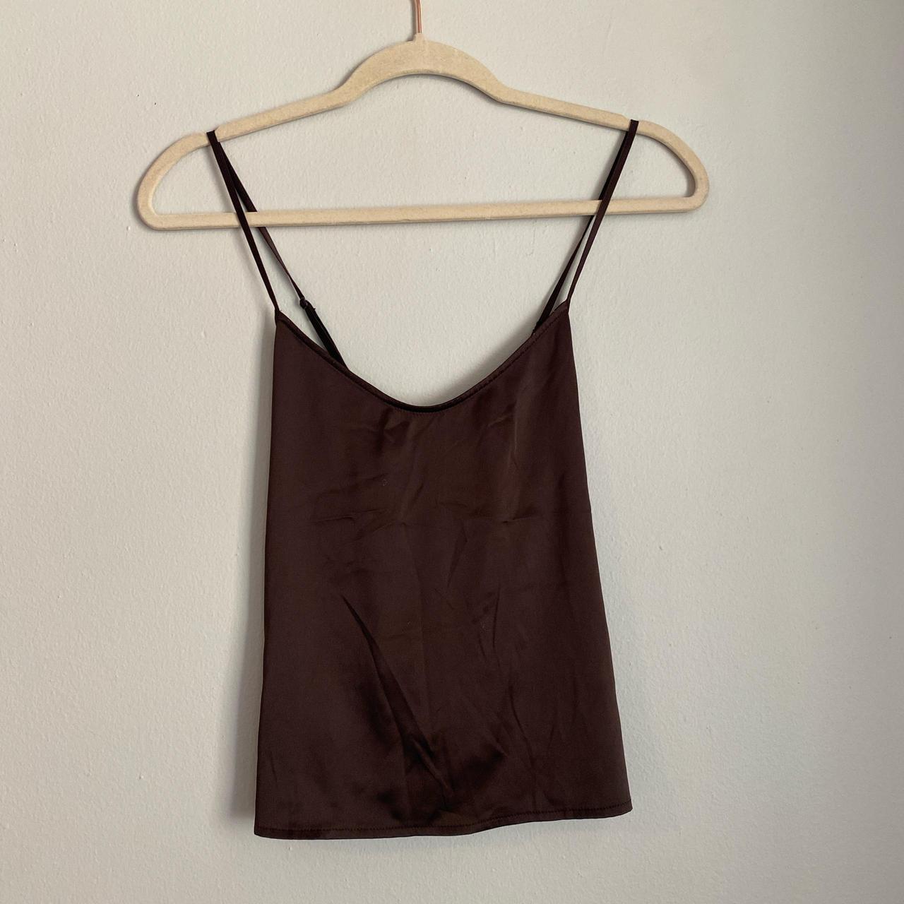 Express Women's Tank top Brown S – Brown satin cami Size