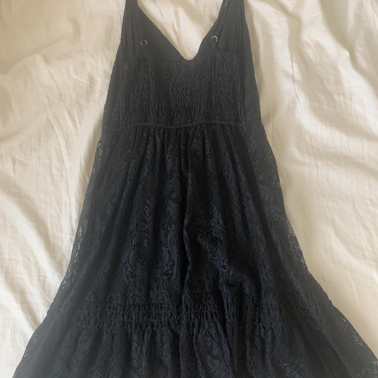 Hollister xs Black lace overlay mini sun dress with... - Depop