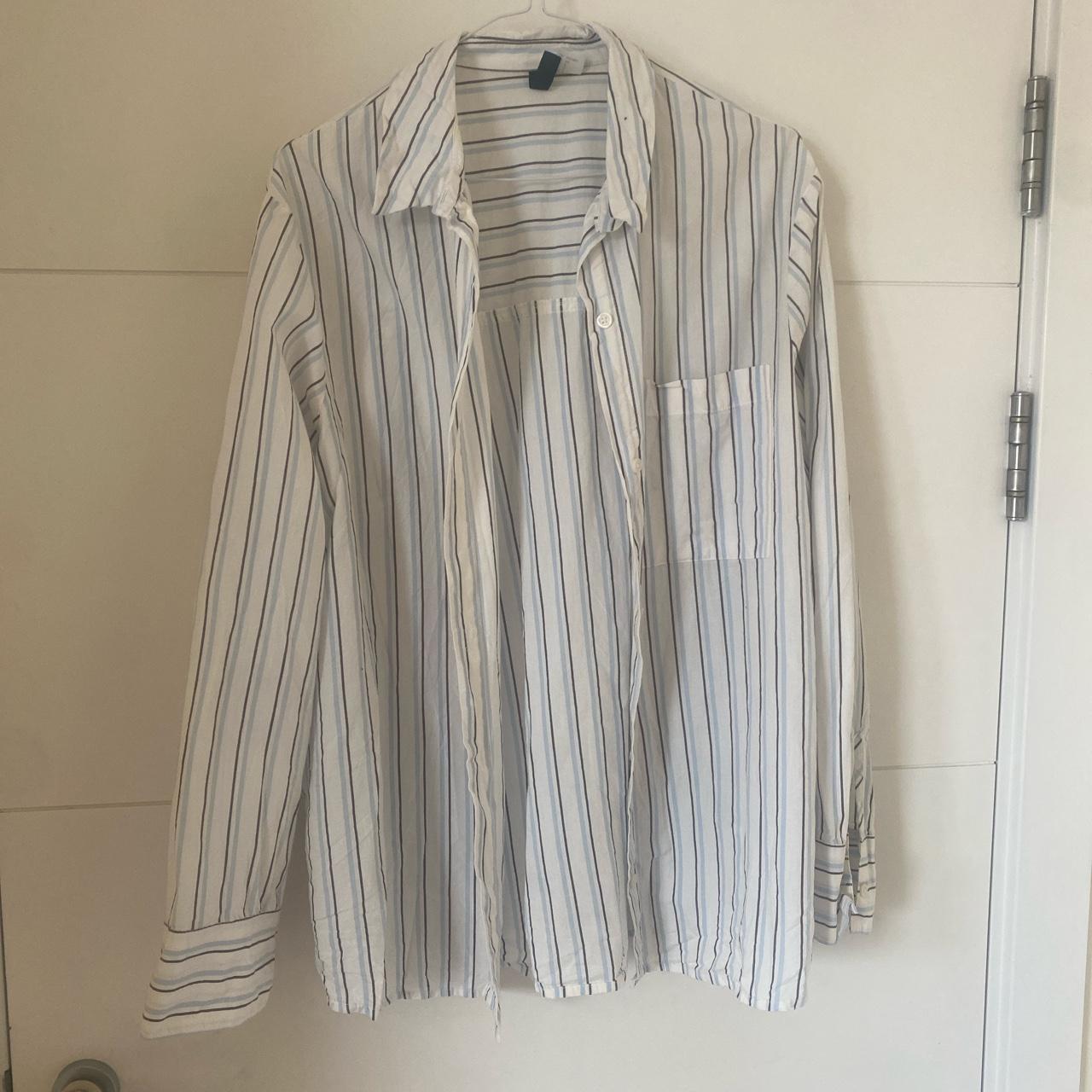 H&M Divided shirt in size Small White with blue and... - Depop