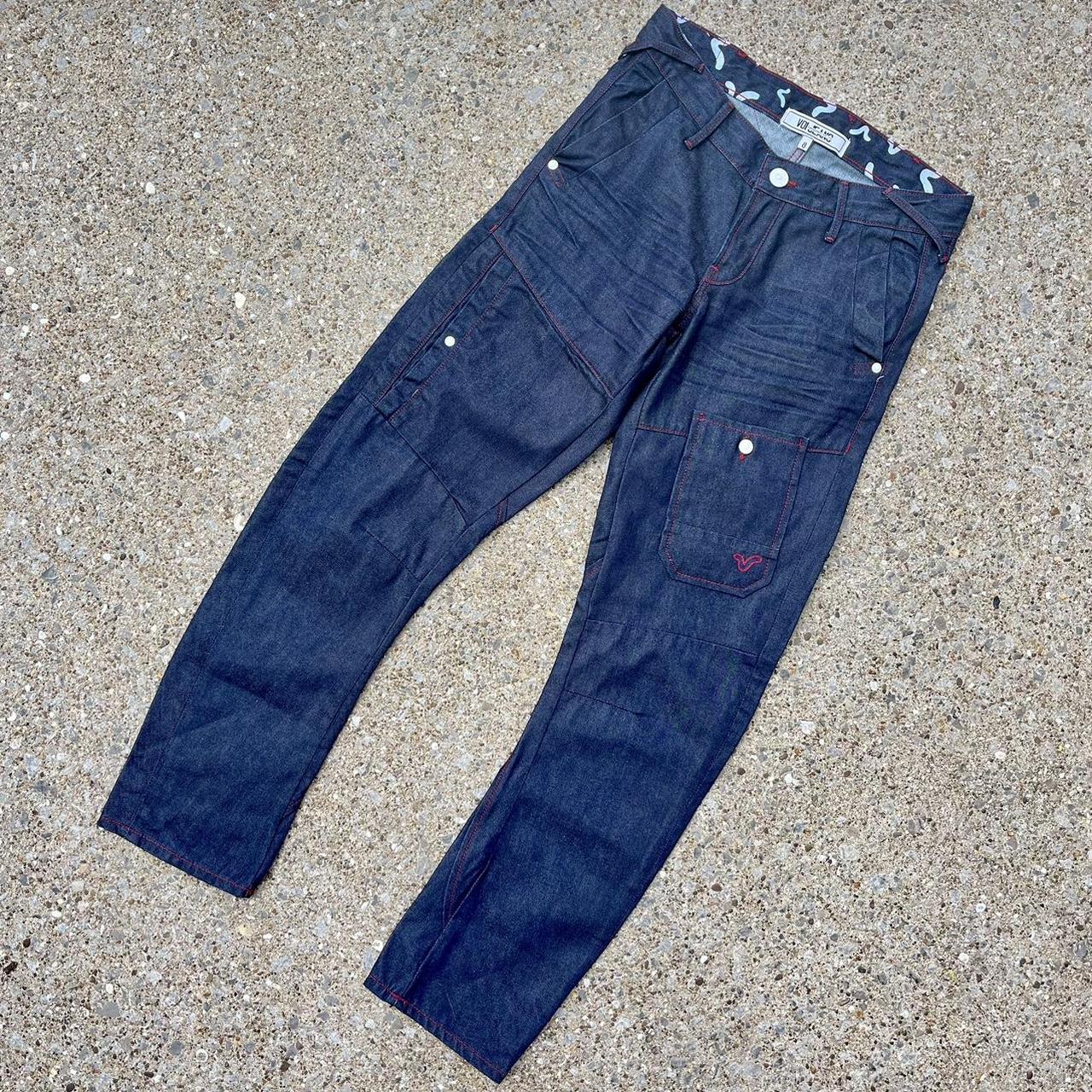 Voi Jeans Navy denim with red contrast stitching... - Depop