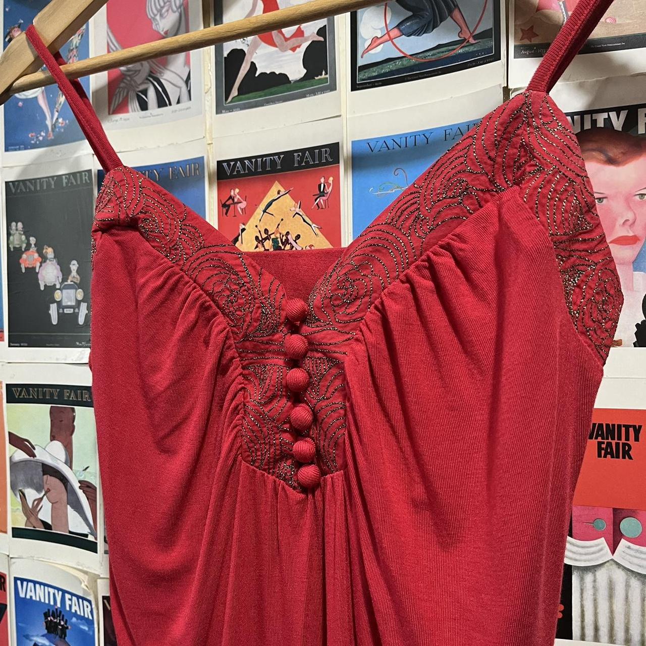 Jasper Conran Red cami top with embroidery and... - Depop