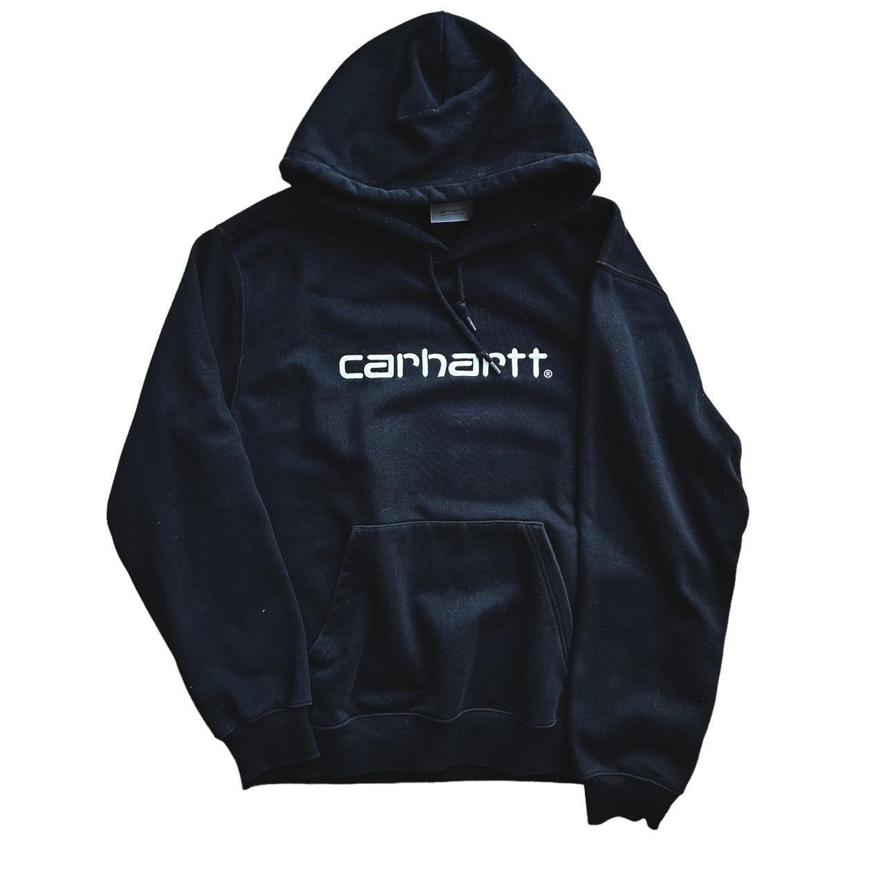 Carhartt WIP Men's Black and White Hoodie | Depop