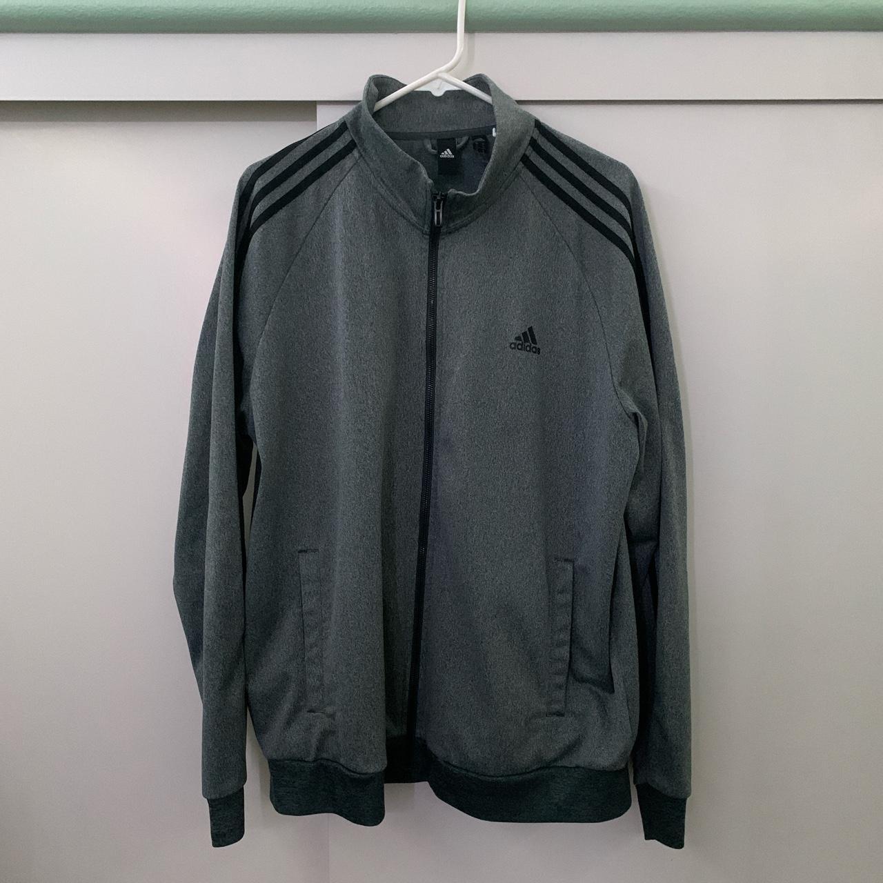 Adidas Men's Grey and Black Jacket Depop