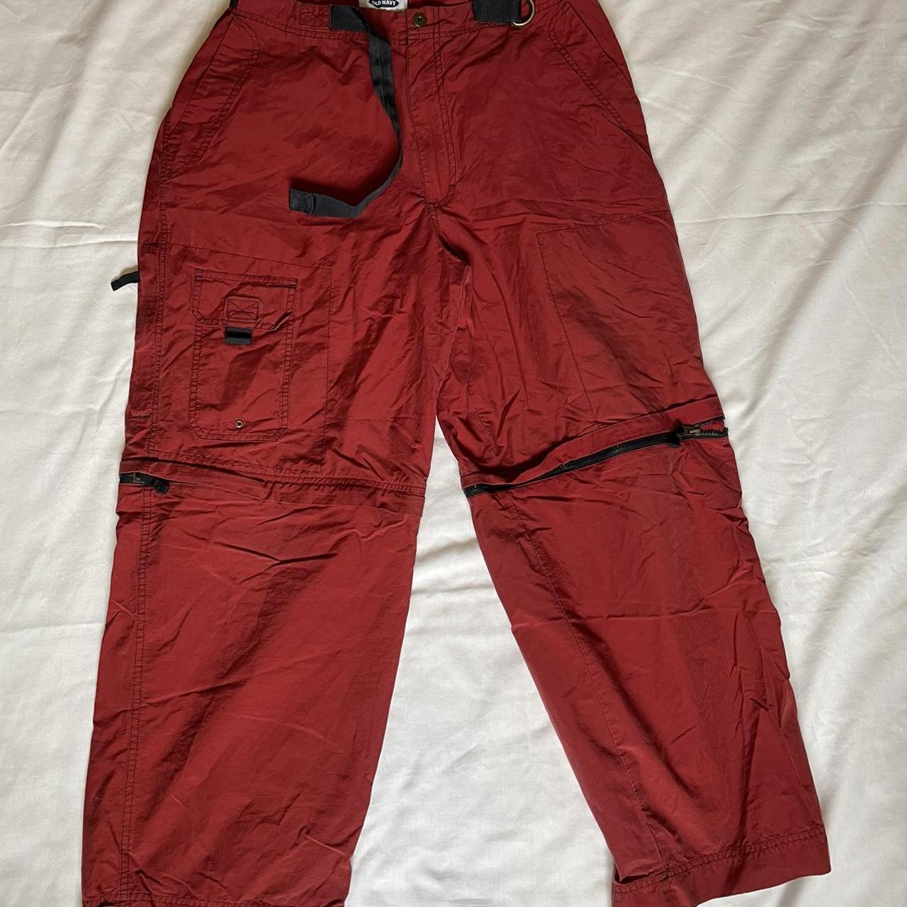 red cargo pants (baggy fit with adjustable... Depop