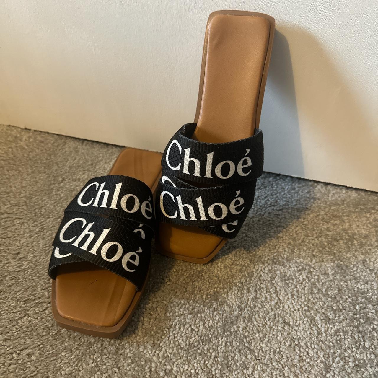 Black and white Chlo slides size 5 Inspired Depop