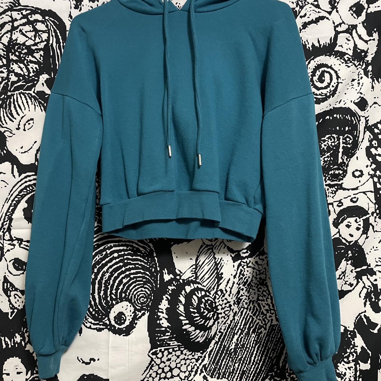Wild Fable Women's Green and Blue Hoodie | Depop