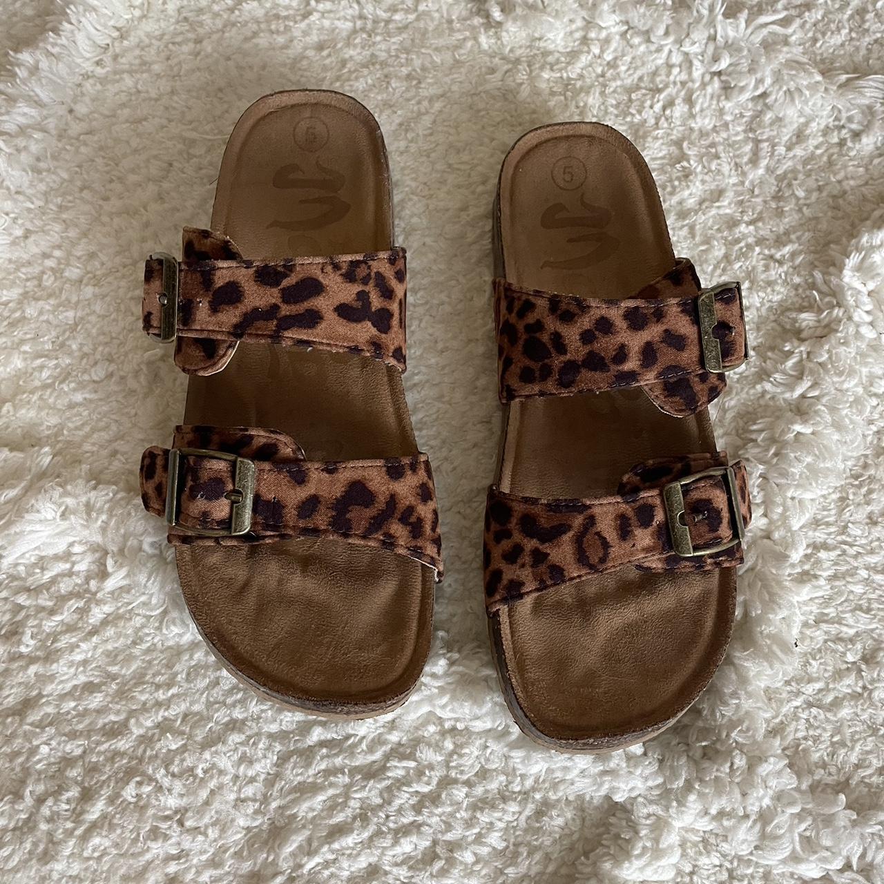 cute leopard print sandals from Target says size 5 Depop