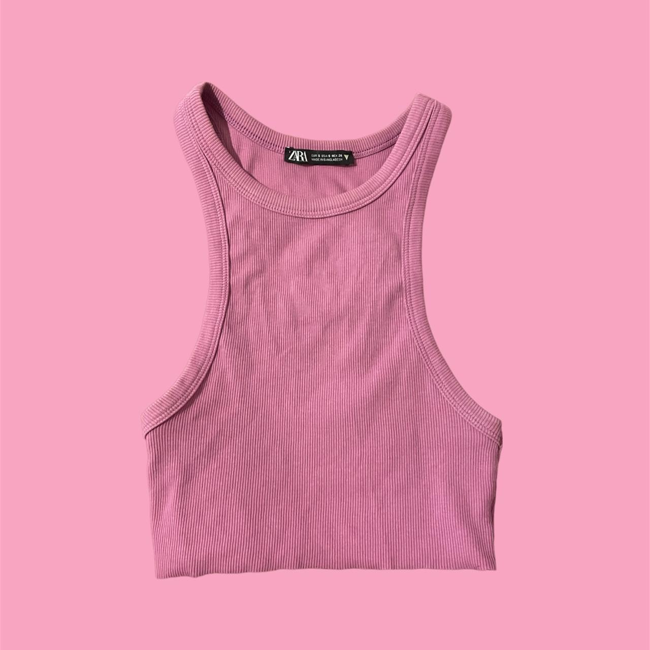 Zara pink tank 💗 (self cropped) zara pink tank... Depop