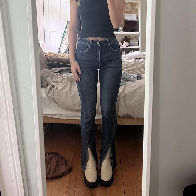 High Rise Stretch Crop Kick Flare Jeans