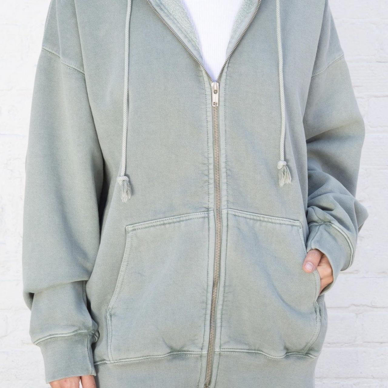 Brandy Melville christy hoodie!! Light green zip up... Depop