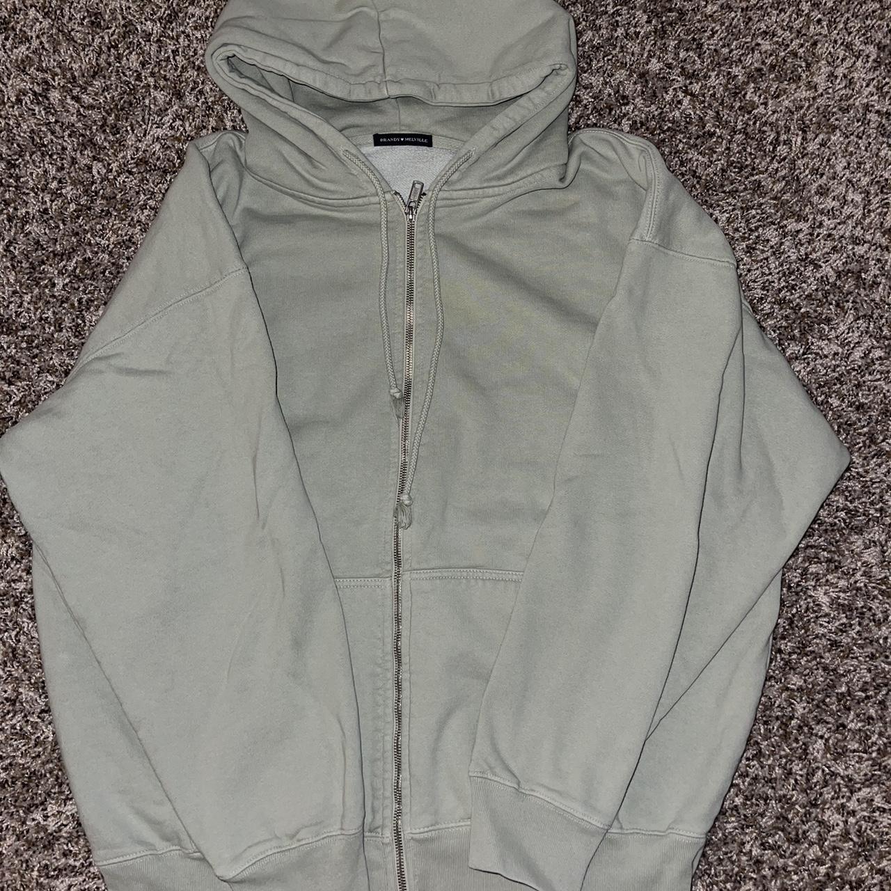 Brandy Melville christy hoodie!! Light green zip up... Depop
