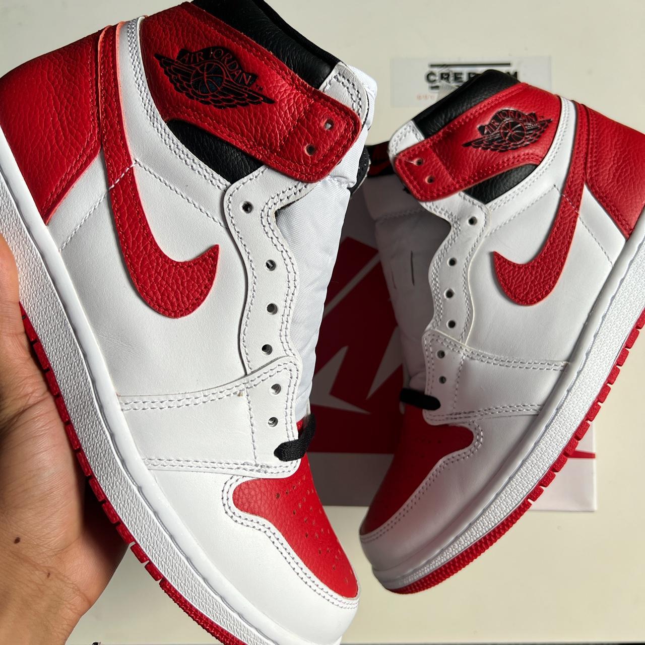 Jordan Men's Red and White Trainers | Depop