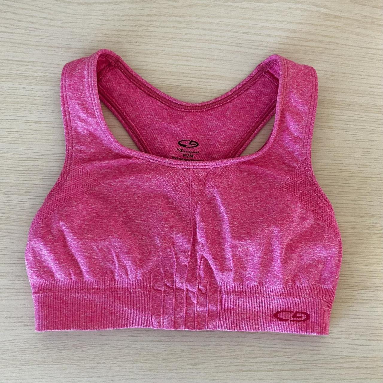 medium hot pink champion sports bra no padding or... Depop