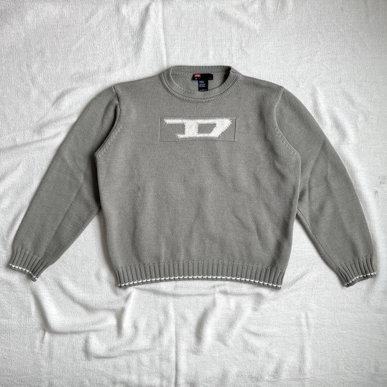 Vintage 00’s Diesel grey logo knitted... - Depop