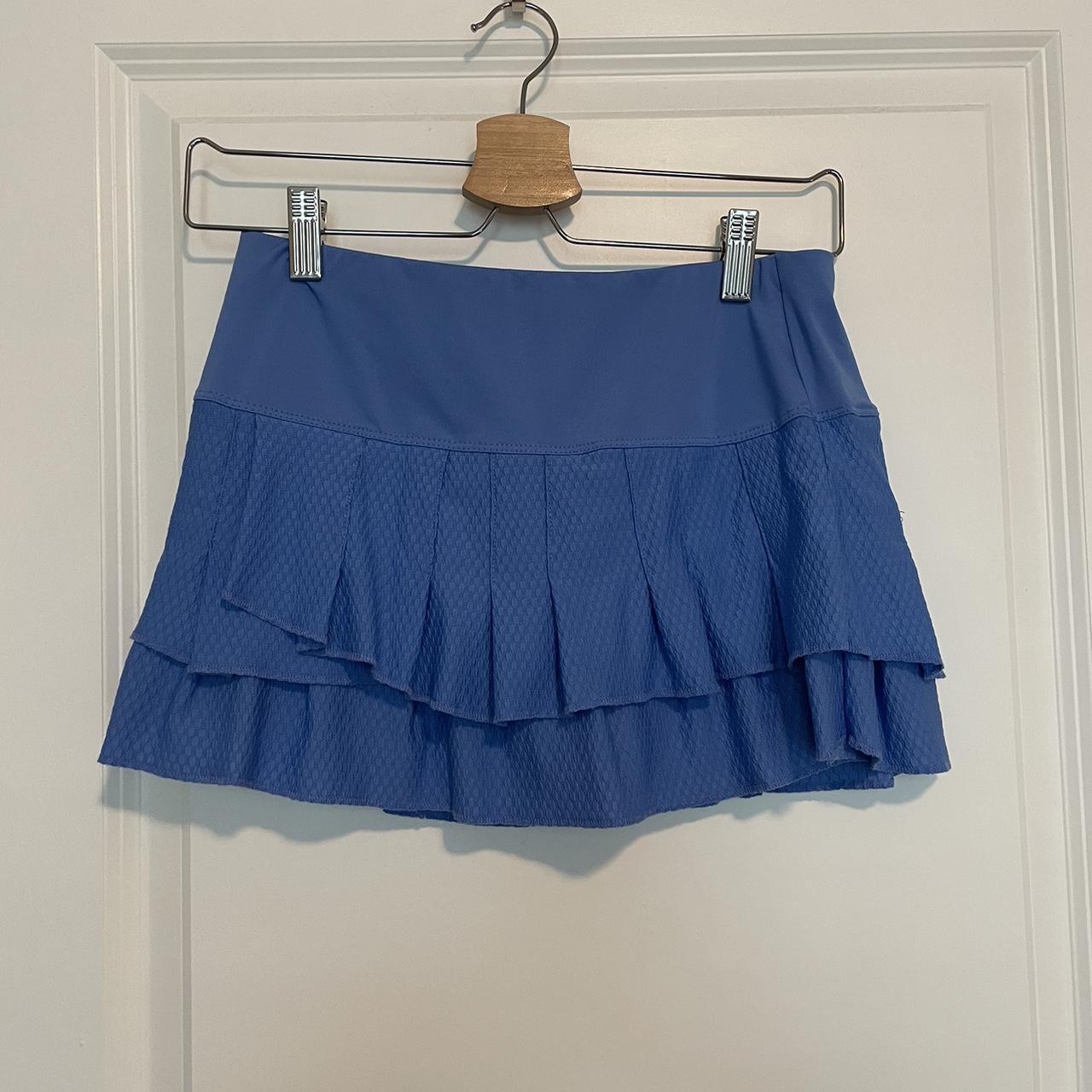 Blue ruffled tennis skirt with built in spandex... - Depop