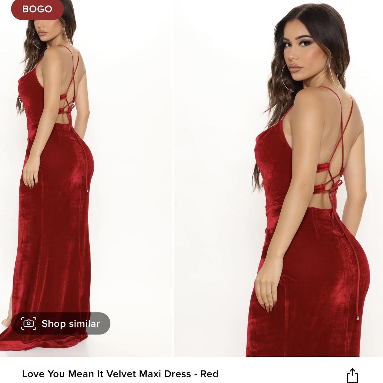 Fashion Nova dress worn once red velvet dress with