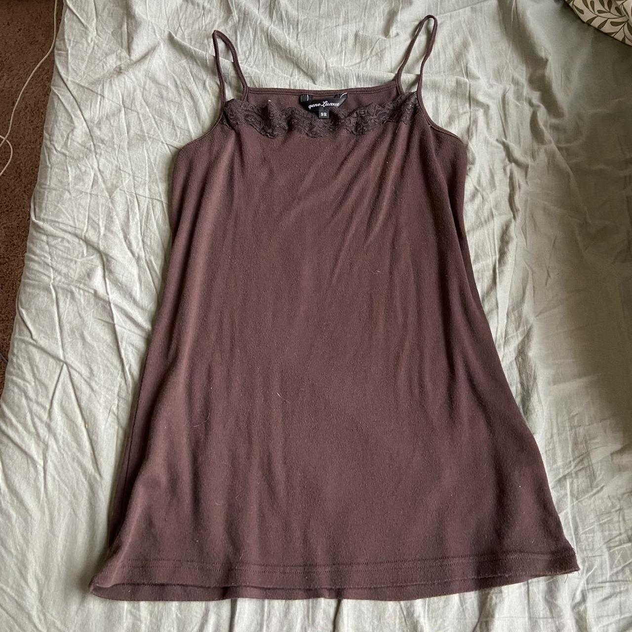long brown vintage cami, size fits small or medium!... - Depop