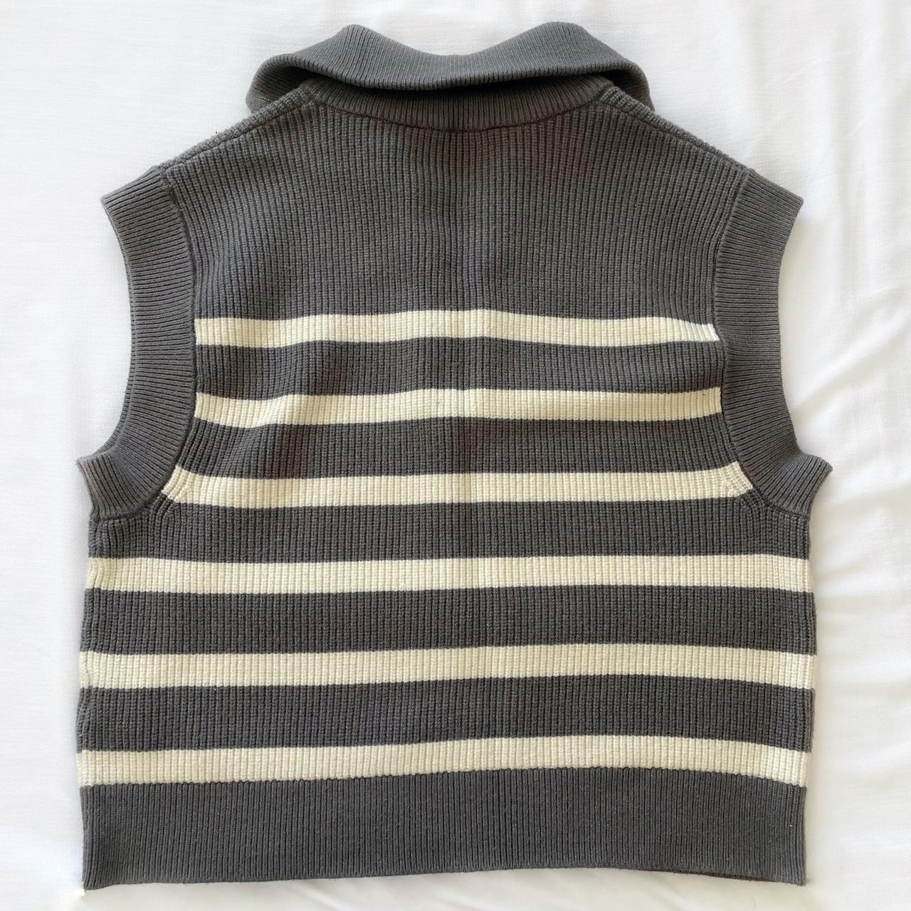 Zara striped sweater vest, • quarter zipped and