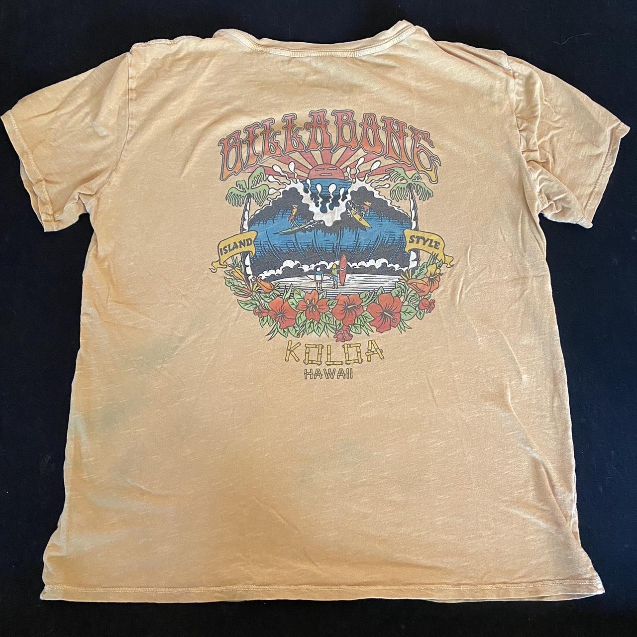 vintage yellow billabong t shirt light staining and... - Depop