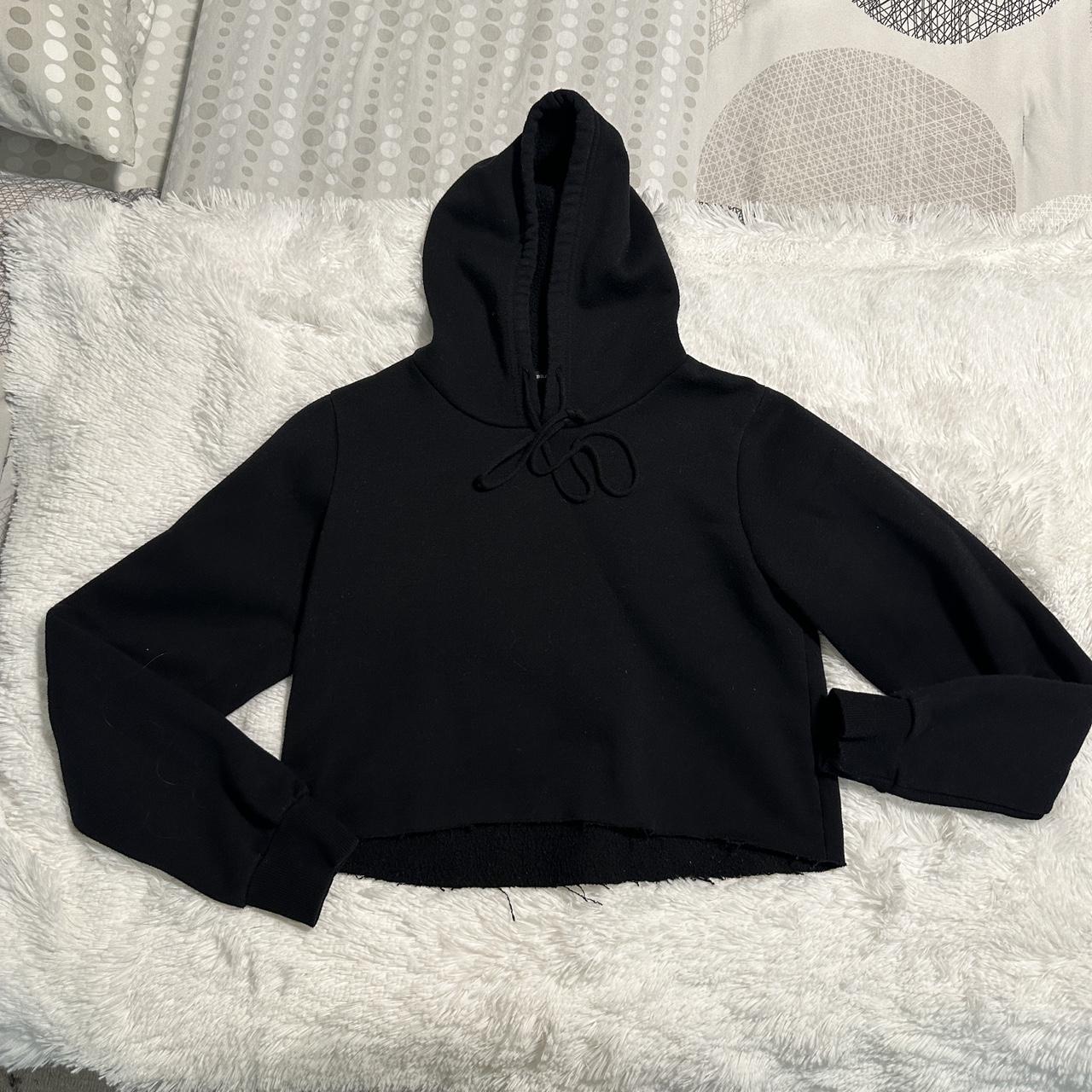 brandy melville cropped black hoodie size: ONE - Depop