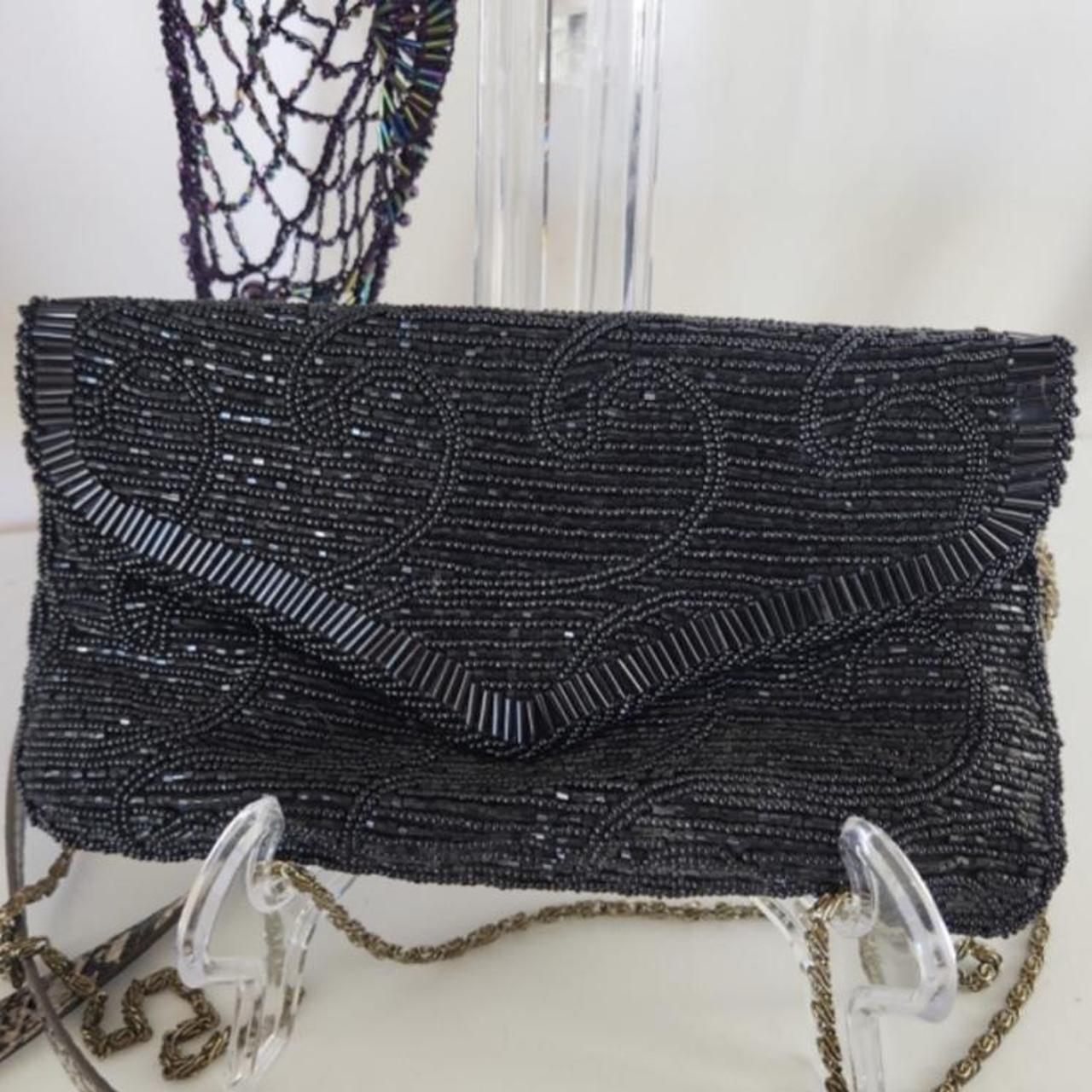 La Regale Clutch Purse Black Beaded