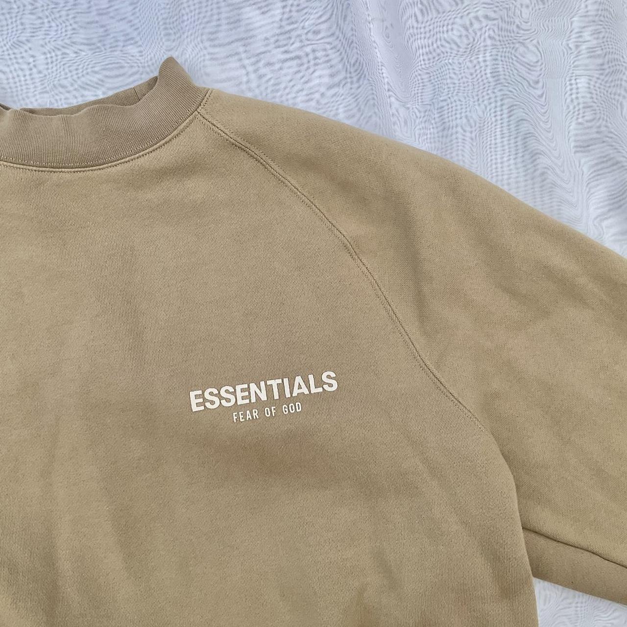 essentials fear of god tan cotton sweatshirt cotton - Depop