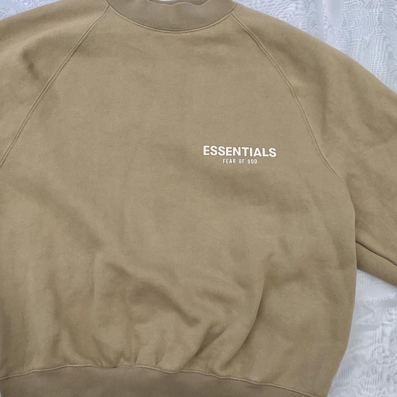 essentials fear of god tan cotton sweatshirt cotton - Depop