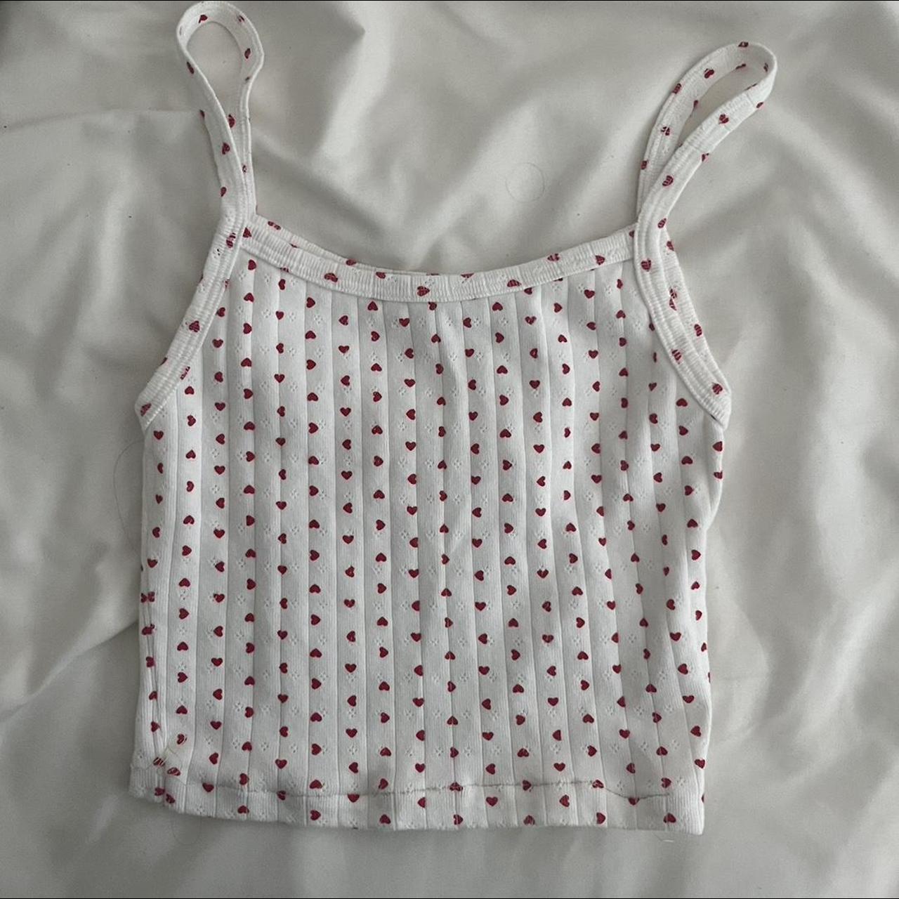 red hearts top from brandy melville! sewn at the... - Depop