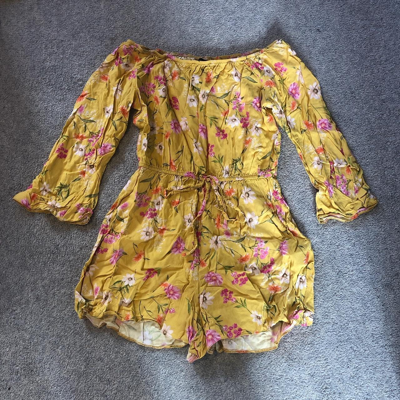 Lovely Yellow Playsuit New Look Floaty Flowery Depop