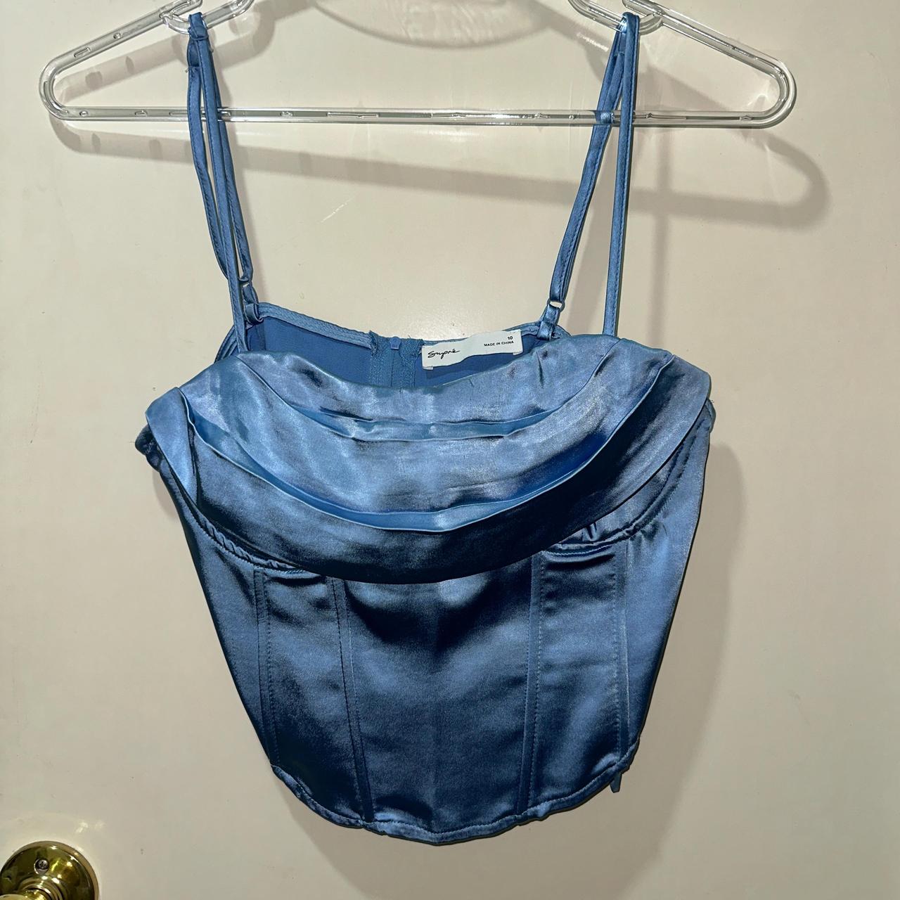 Supre blue corset top zip up back Size... Depop
