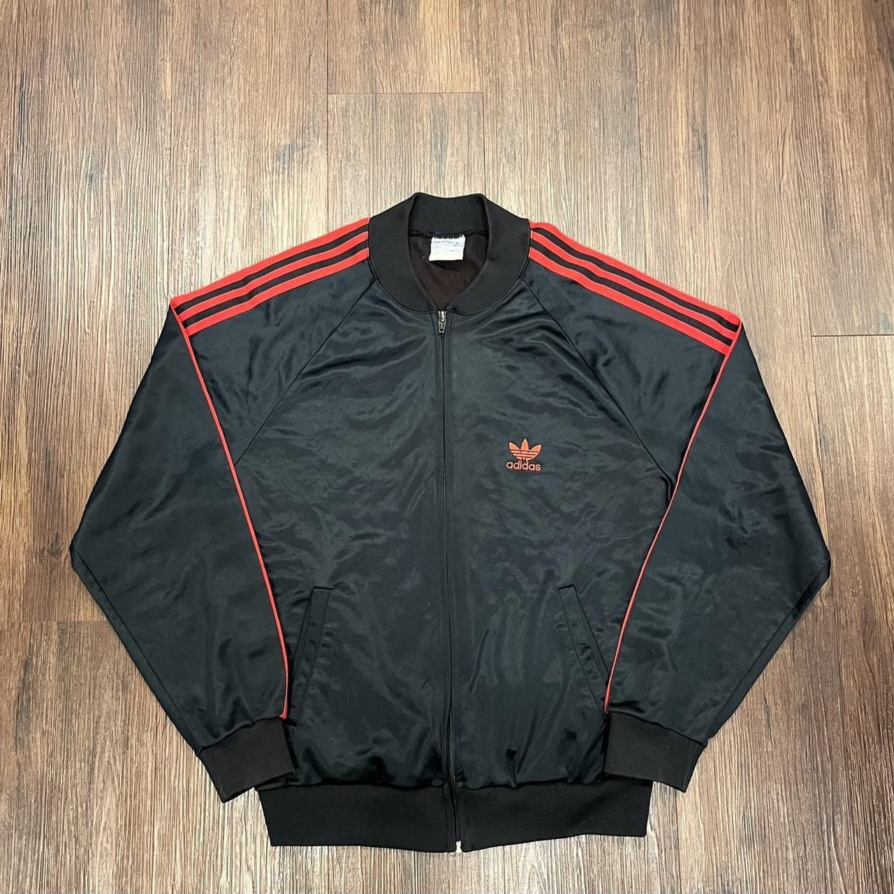 Adidas black and red track jacket online