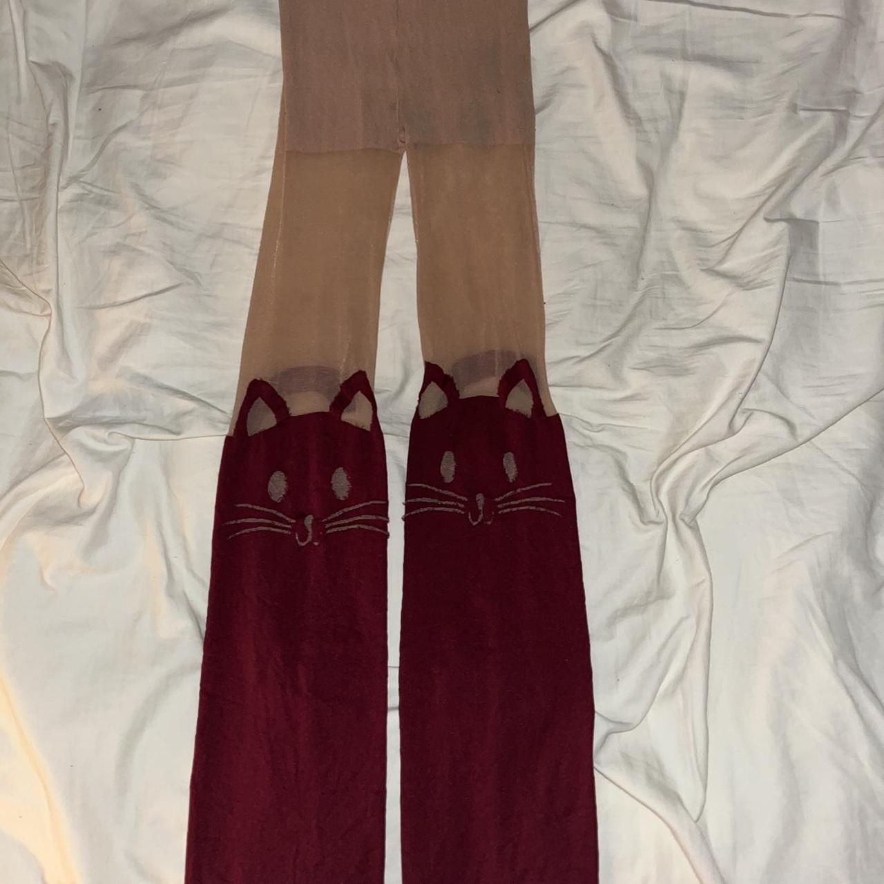 Hot Topic Women's Burgundy and Tan Hosiery-tights (2)