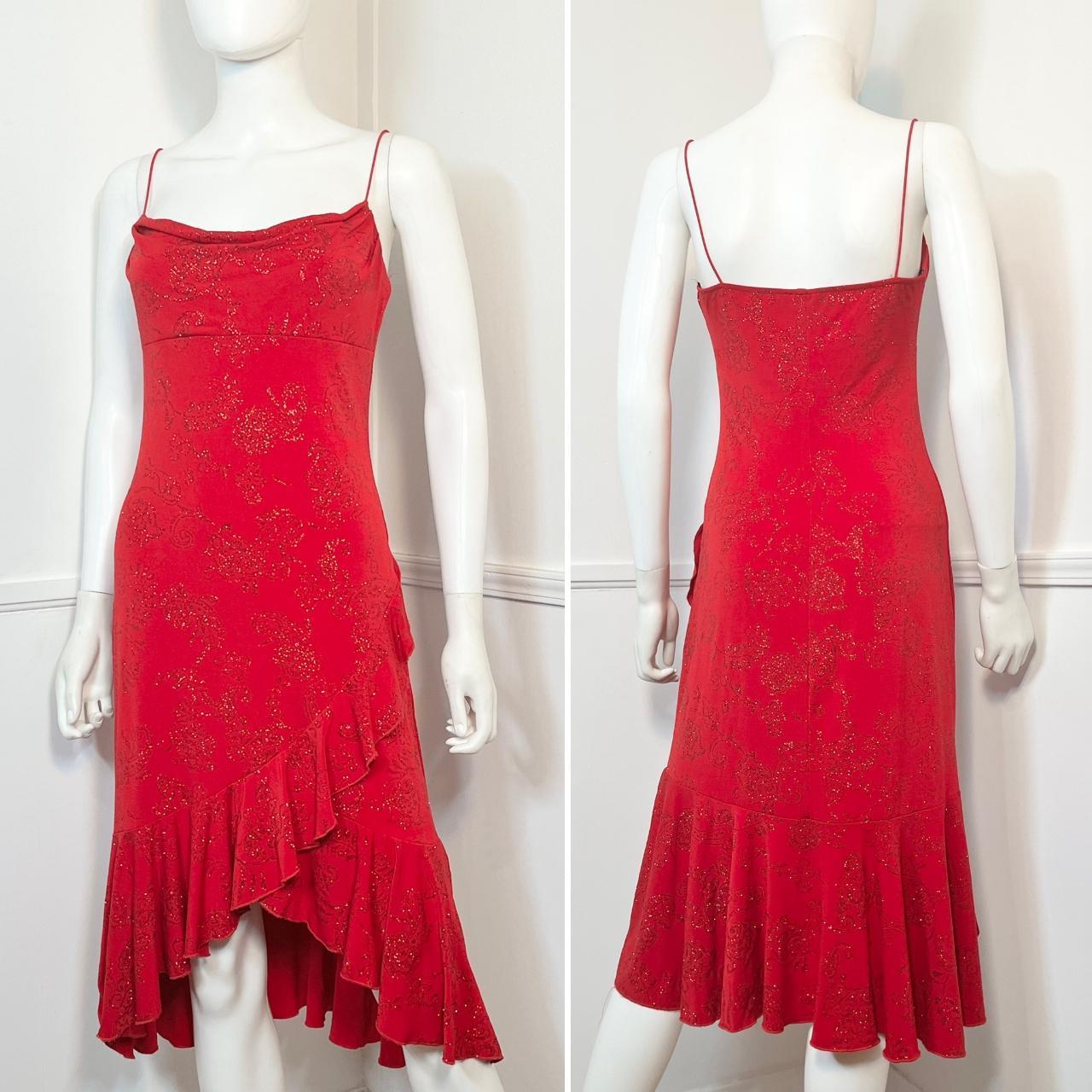 Y2K vintage red glitter prom dress by City... - Depop