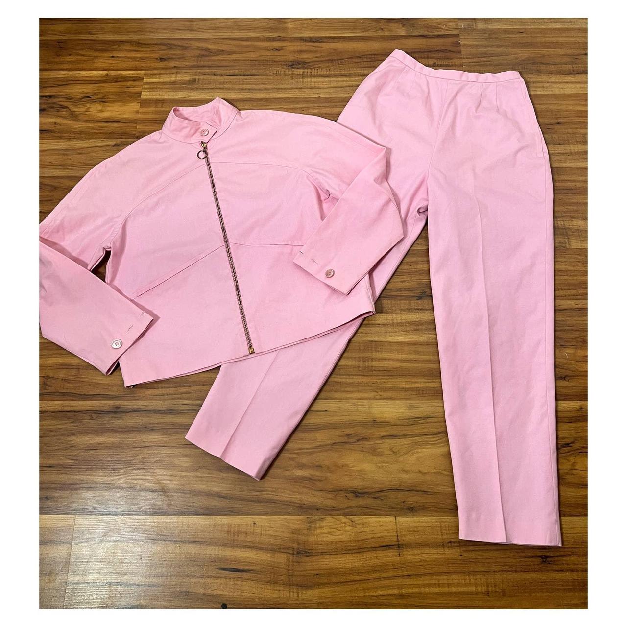 1960s vintage baby pink jacket and pants set by Lady... Depop