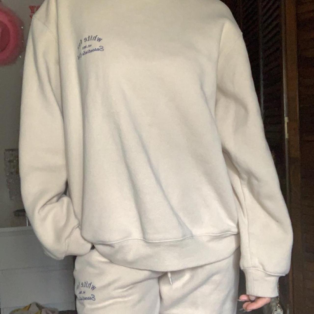 White Fox Boutique Beige Sweatshirt and Sweatpants... - Depop