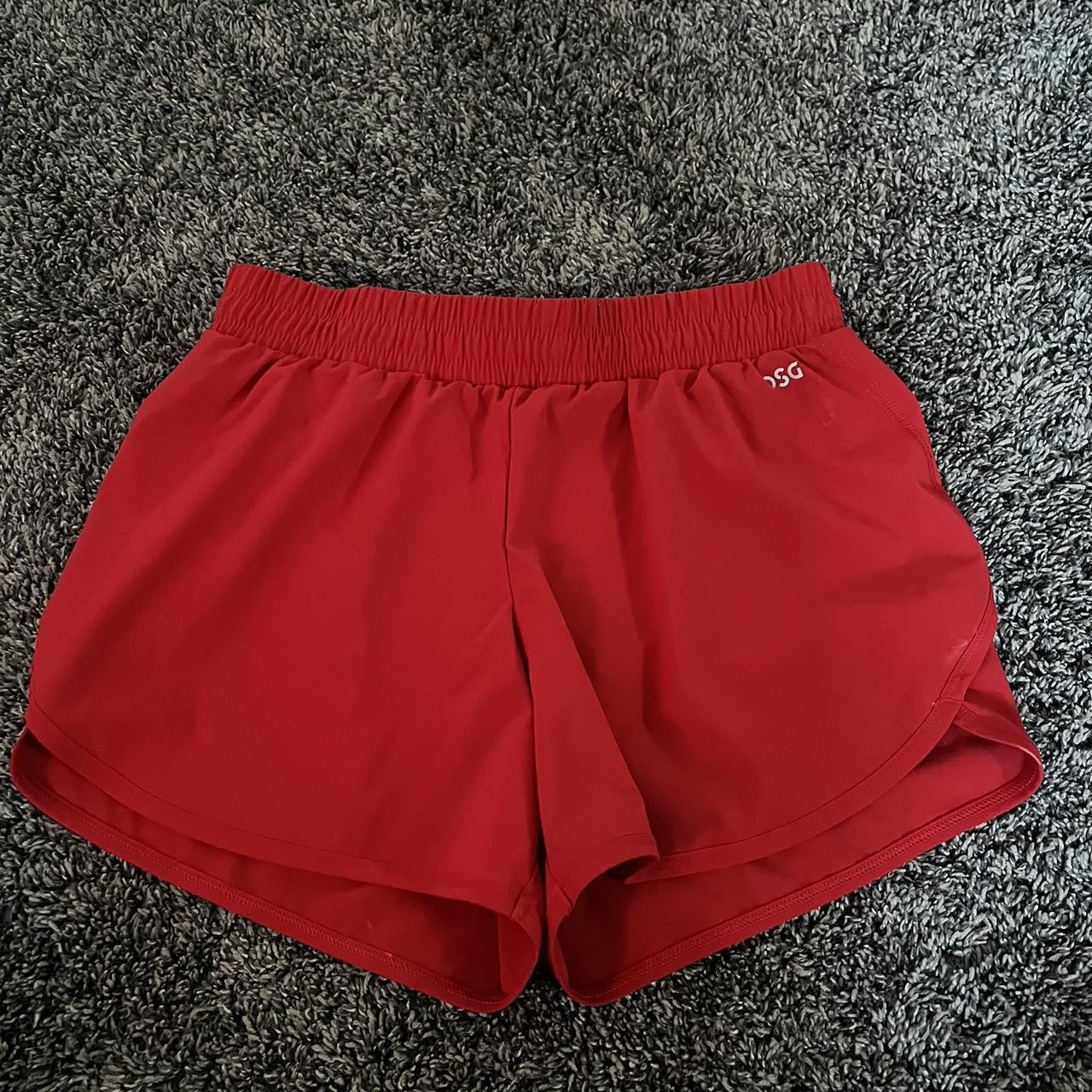 Red athletic shorts -Built in underwear -Large in... - Depop